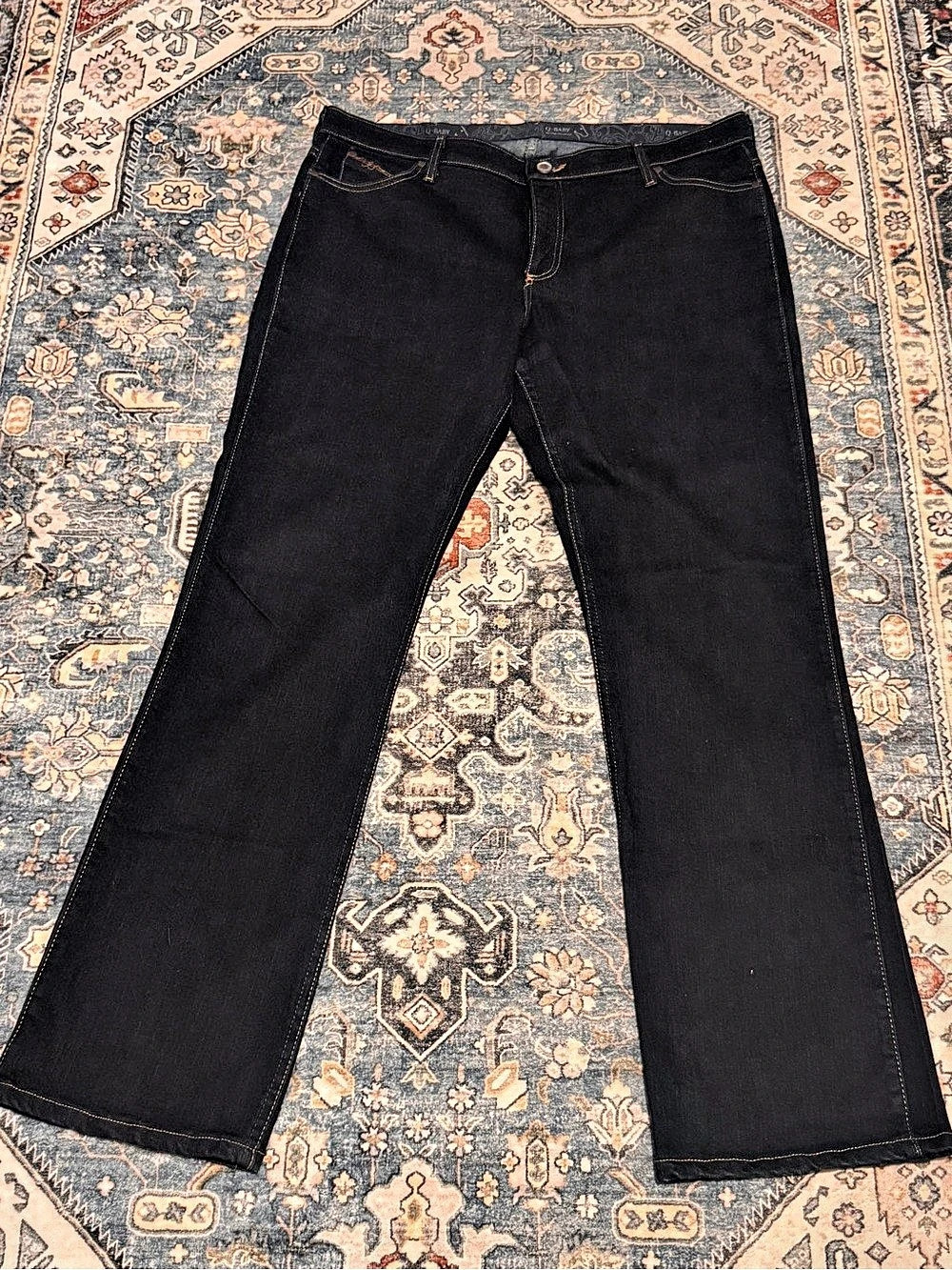 Women's Wrangler Q-Baby Ultimate Riding Jeans Bootcut Black Waist 17/18 x 34